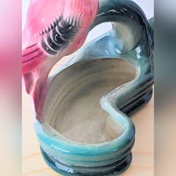 COPY - Vintage Cockatoo Tropical pink Bird Ceramic Planter rare mid-century mcm - Picture 4 of 4